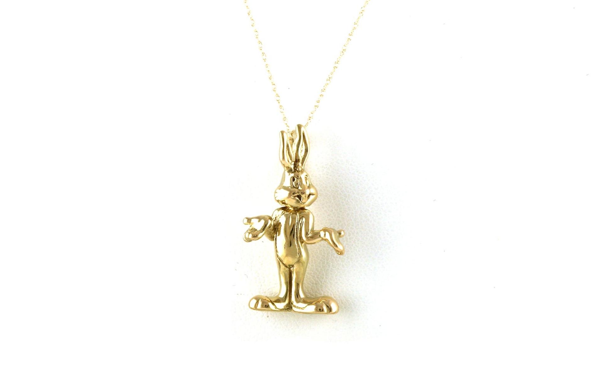 Estate Piece: Hollow Bugs Bunny Necklace in Yellow Gold