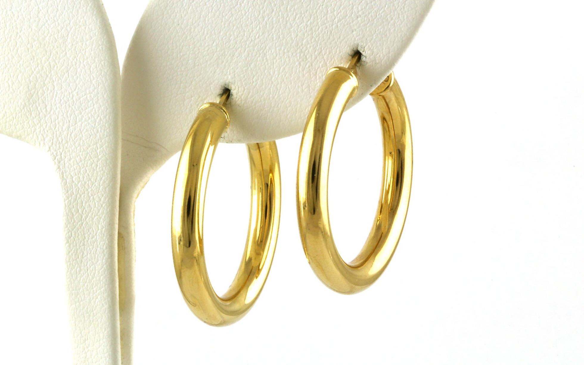 Hollow Hoop Earrings in Yellow Gold (4x30mm)