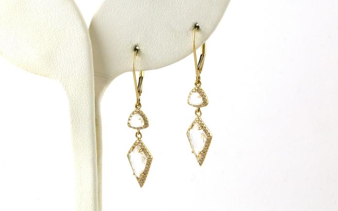 content/products/2-Stone Drop Halo White Topaz and Diamond Dangle Earrings in Yellow Gold (2.39cts TWT)