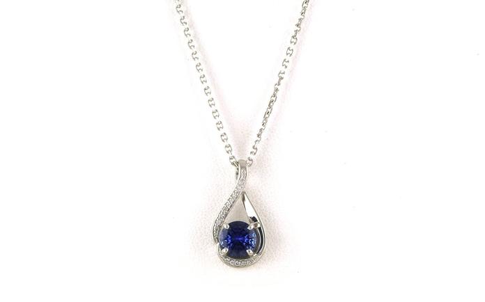 content/products/Teardrop Montana Yogo Sapphire and Pave Diamond Necklace in White Gold (1.35cts TWT)