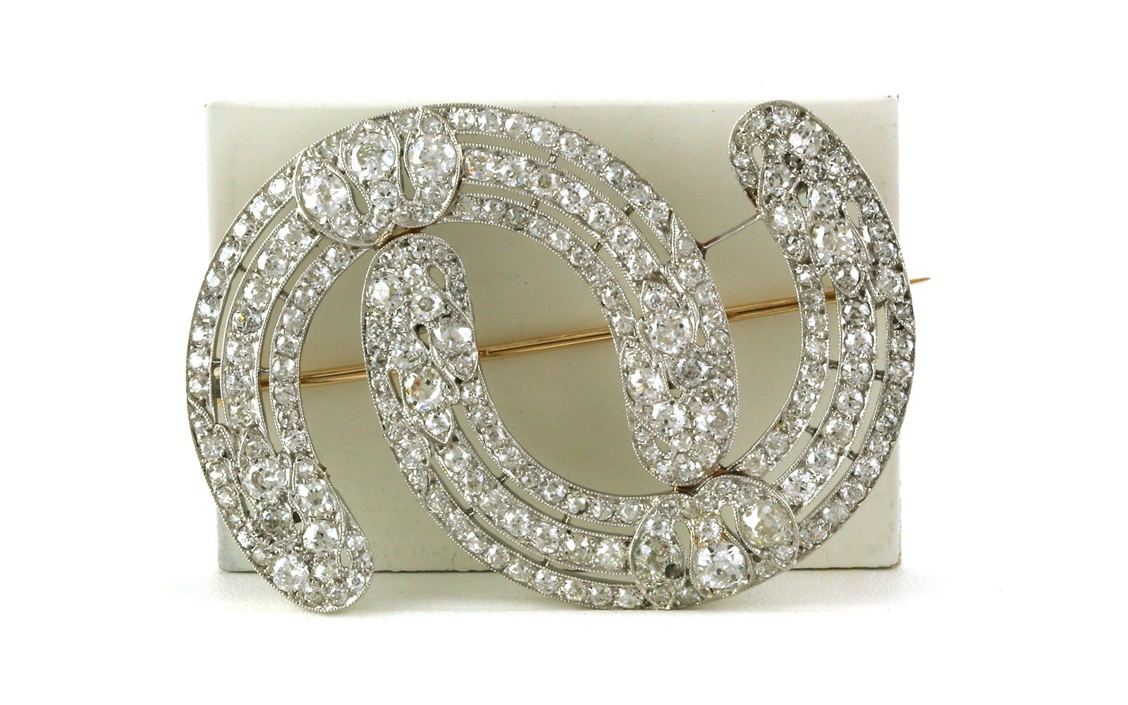 Estate Piece: Art Deco Double Curve Diamond Pin in Platinum (6.00cts TWT)