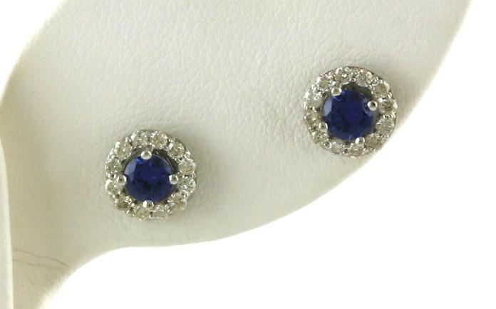 content/products/Halo-style Montana Yogo Sapphire and Diamond Stud Earrings in White Gold (0.99cts TWT)