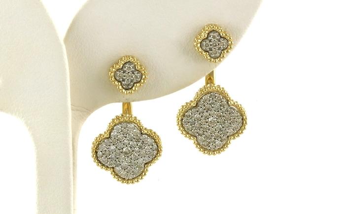content/products/Clover Diamond Earring Jackets in Two-tone Yellow Gold with Rhodium Plating (1.11cts TWT)