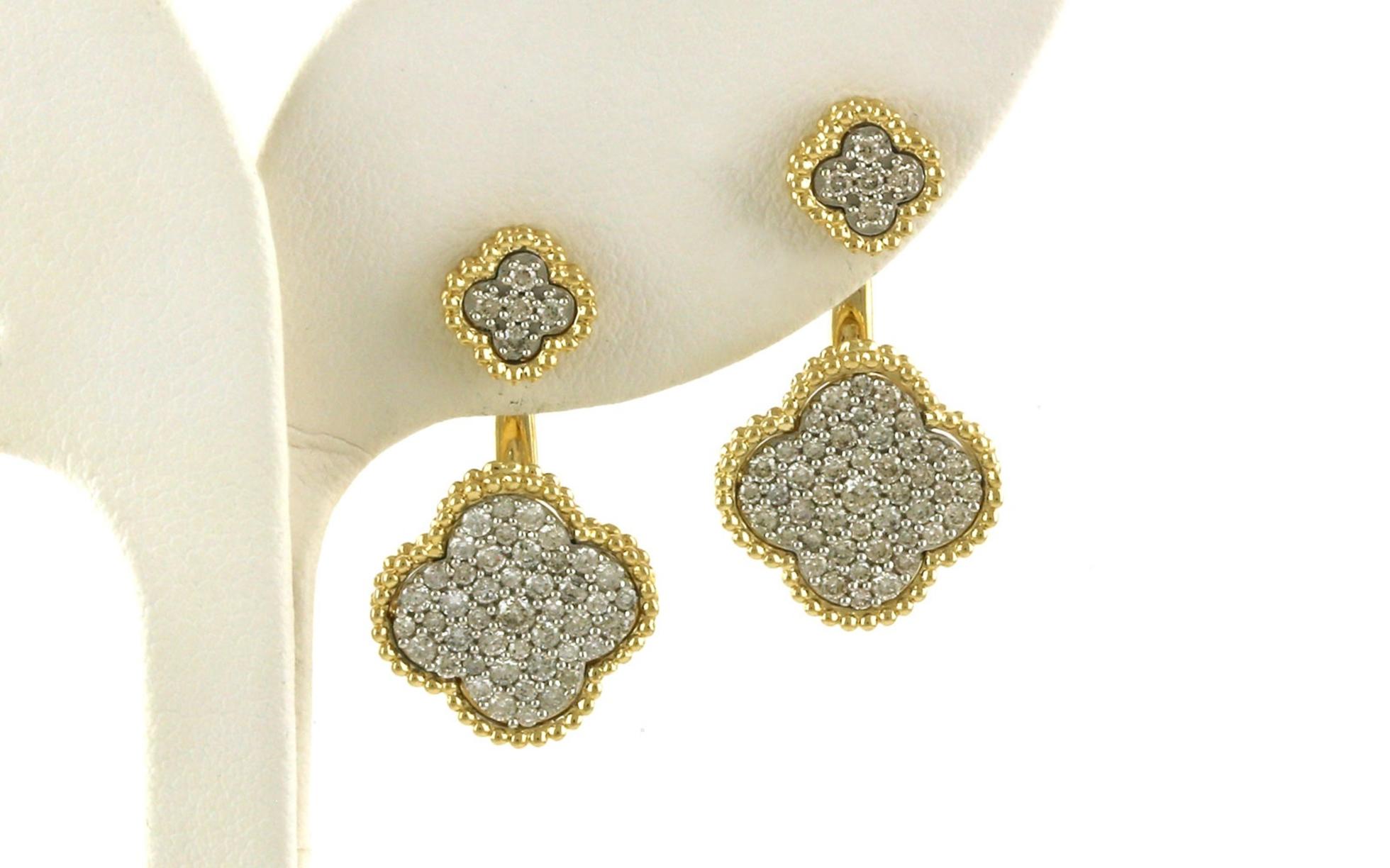 Clover Diamond Earring Jackets in Two-tone Yellow Gold with Rhodium Plating (1.11cts TWT)