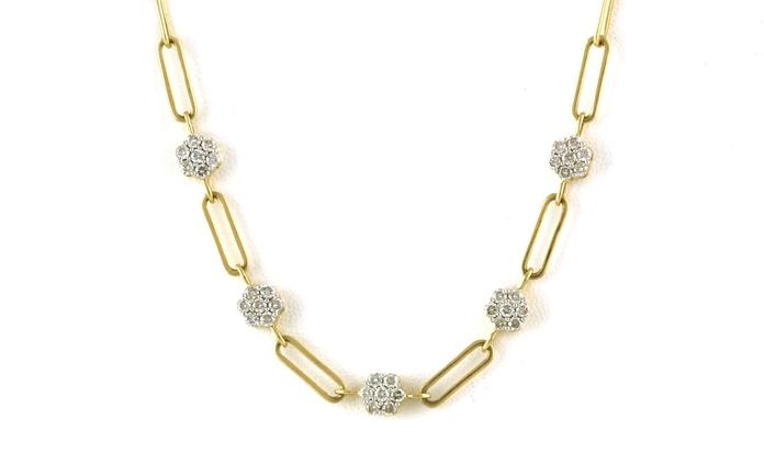 content/products/Cluster Diamond Paperclip Necklace Two-Toned Yellow Gold With Rhodium Plating (0.95cts TW)