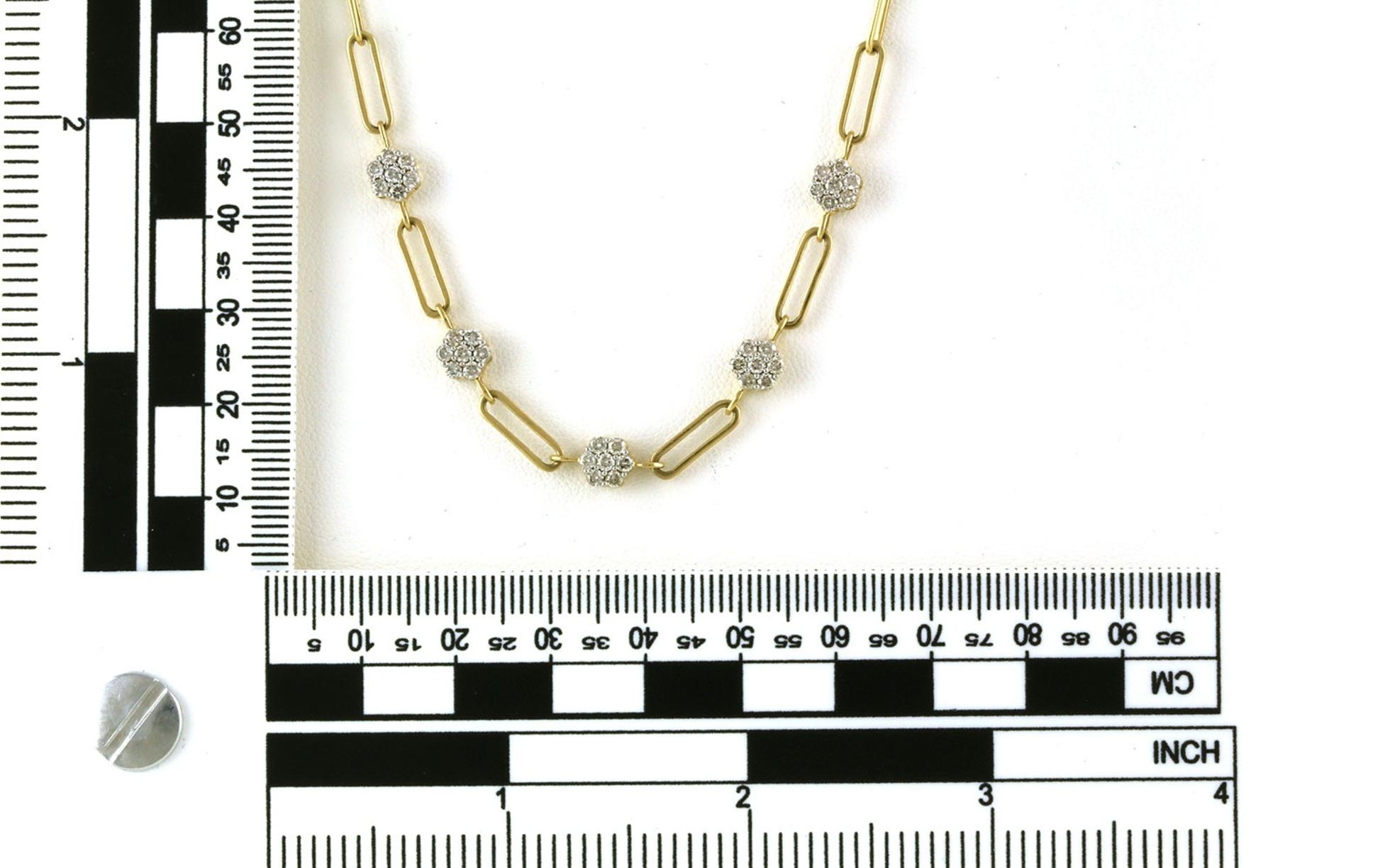 Cluster Diamond Paperclip Necklace Two-Toned Yellow Gold With Rhodium Plating (0.95cts TW) scale