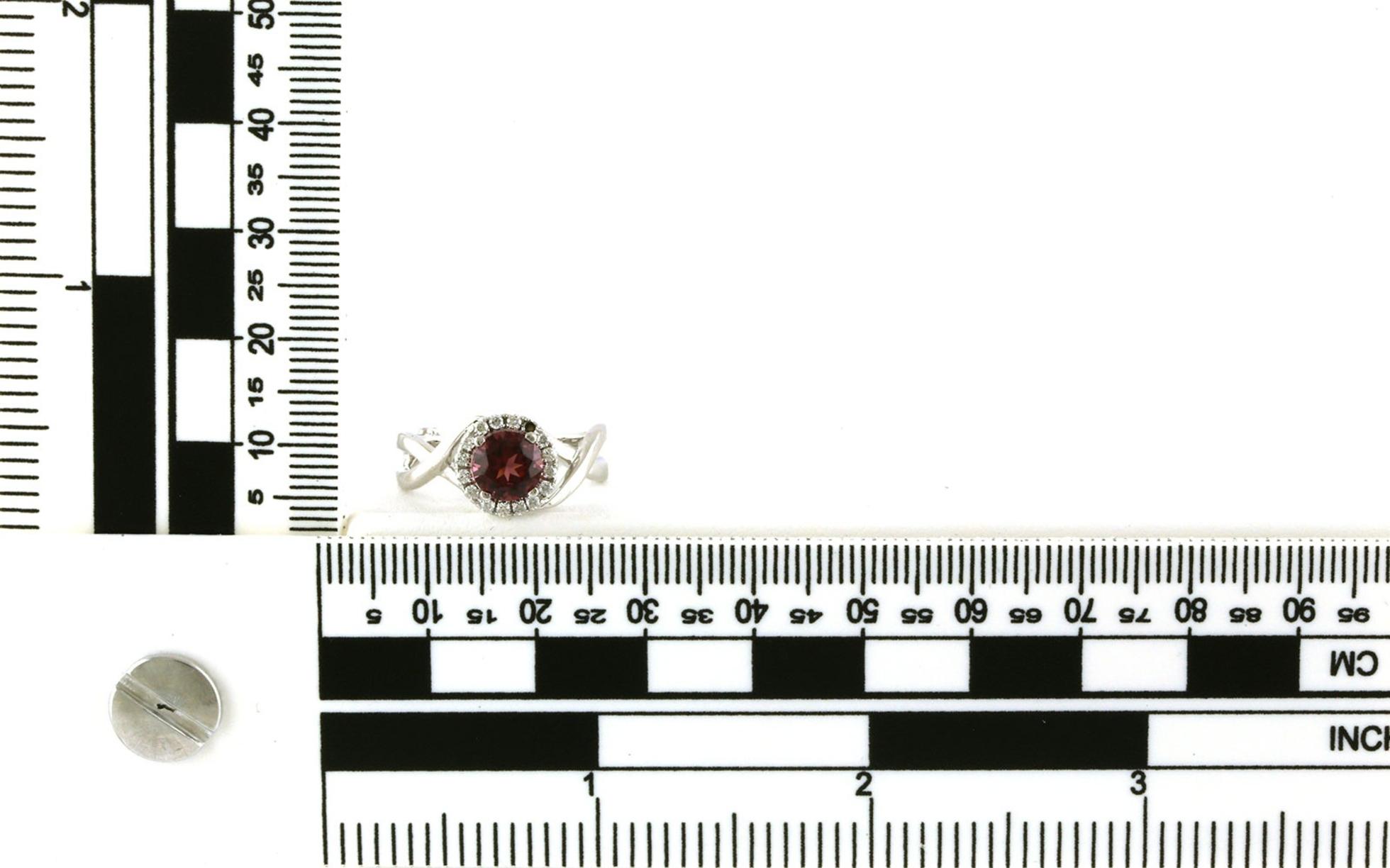 Halo Fashion Garnet Ring on White Gold (1.17cts TWT) scale