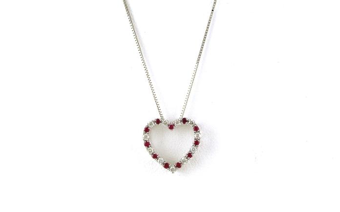 content/products/Heart Alternating Ruby and Diamond Necklace in White Gold (0.27cts TWT)