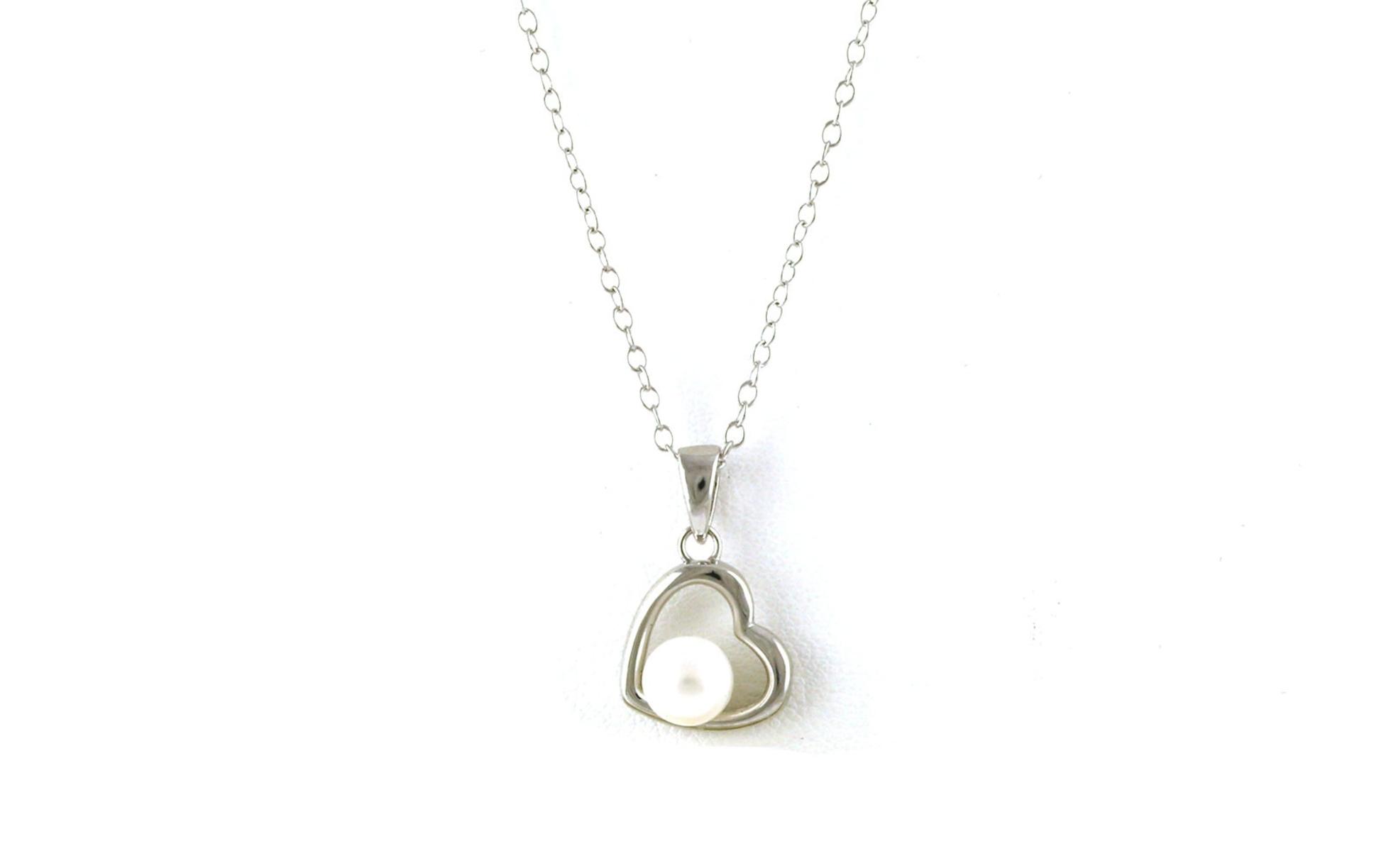 Heart Fresh Water Pearl Necklace in Sterling Silver