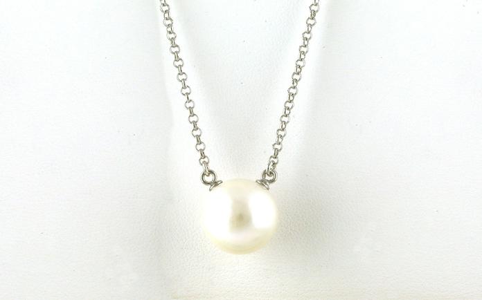 content/products/Solitaire-style Pearl Necklace on Split Chain in Sterling Silver