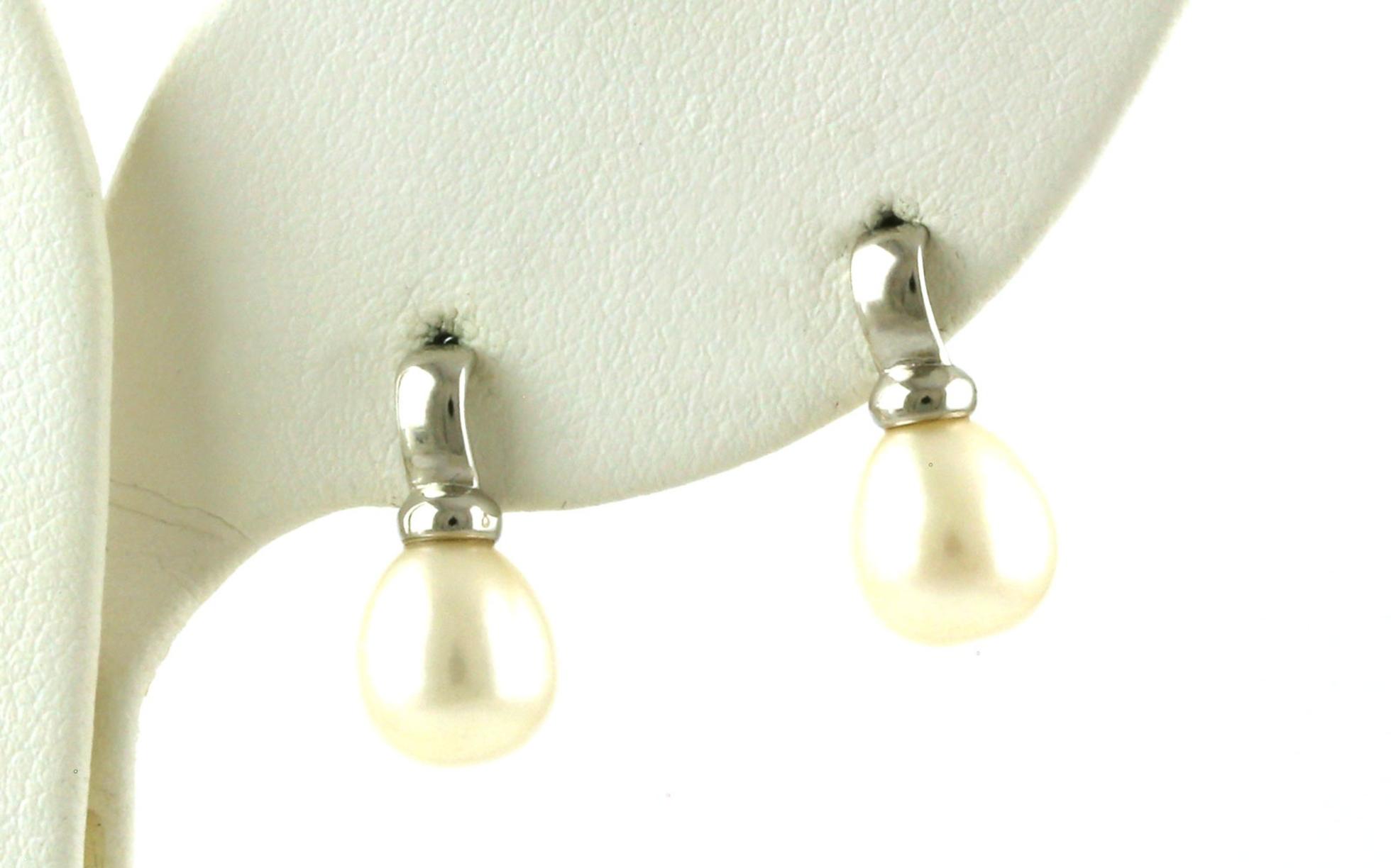 Drop Stud Pearl Earrings in Sterling Silver