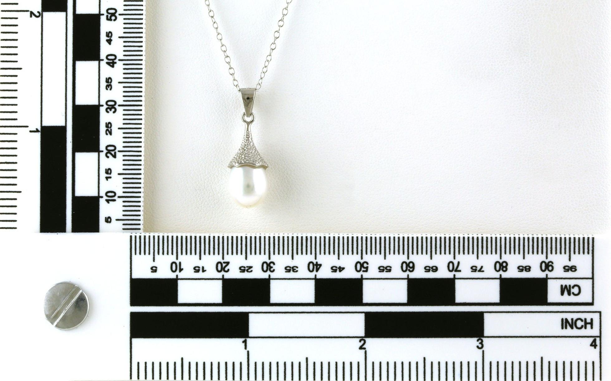 Solitaire-style Pearl Dangle Strand Necklace in Sterling Silver - Scale