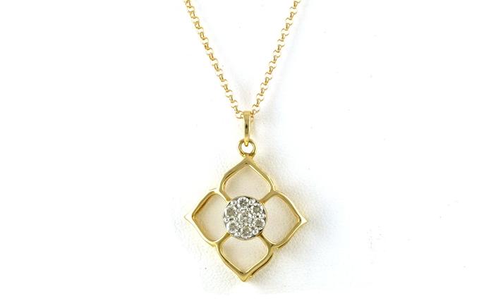 content/products/Floral Frame Diamond Cluster Necklace in Yellow Gold (0.42cts TWT)