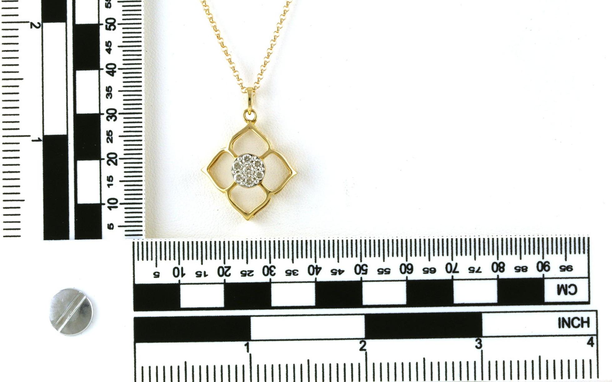 Floral Frame Diamond Cluster Necklace in Yellow Gold (0.42cts TWT) scale