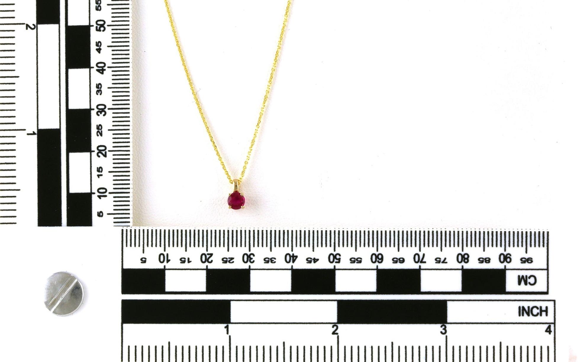 Solitaire-style 4-Prong Ruby Necklace in Yellow Gold (0.42cts) scale