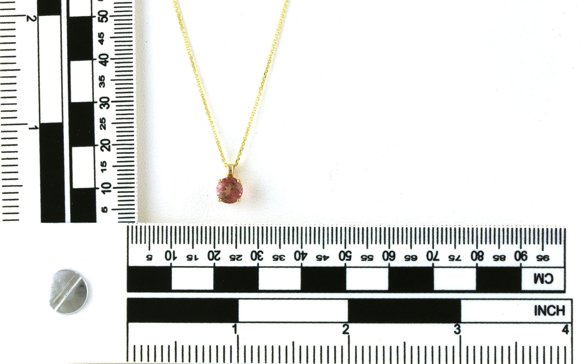 Solitaire-style 4-Prong Pink Tourmaline Necklace in Yellow Gold (1.03cts) scale