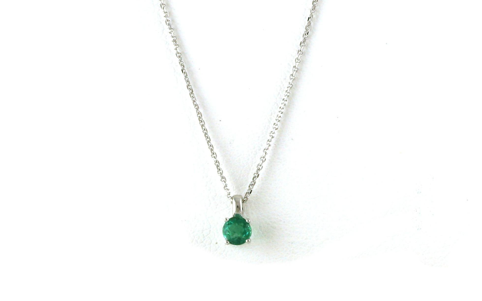 Solitaire-style 4-Prong Emerald Necklace in White Gold (0.33cts)