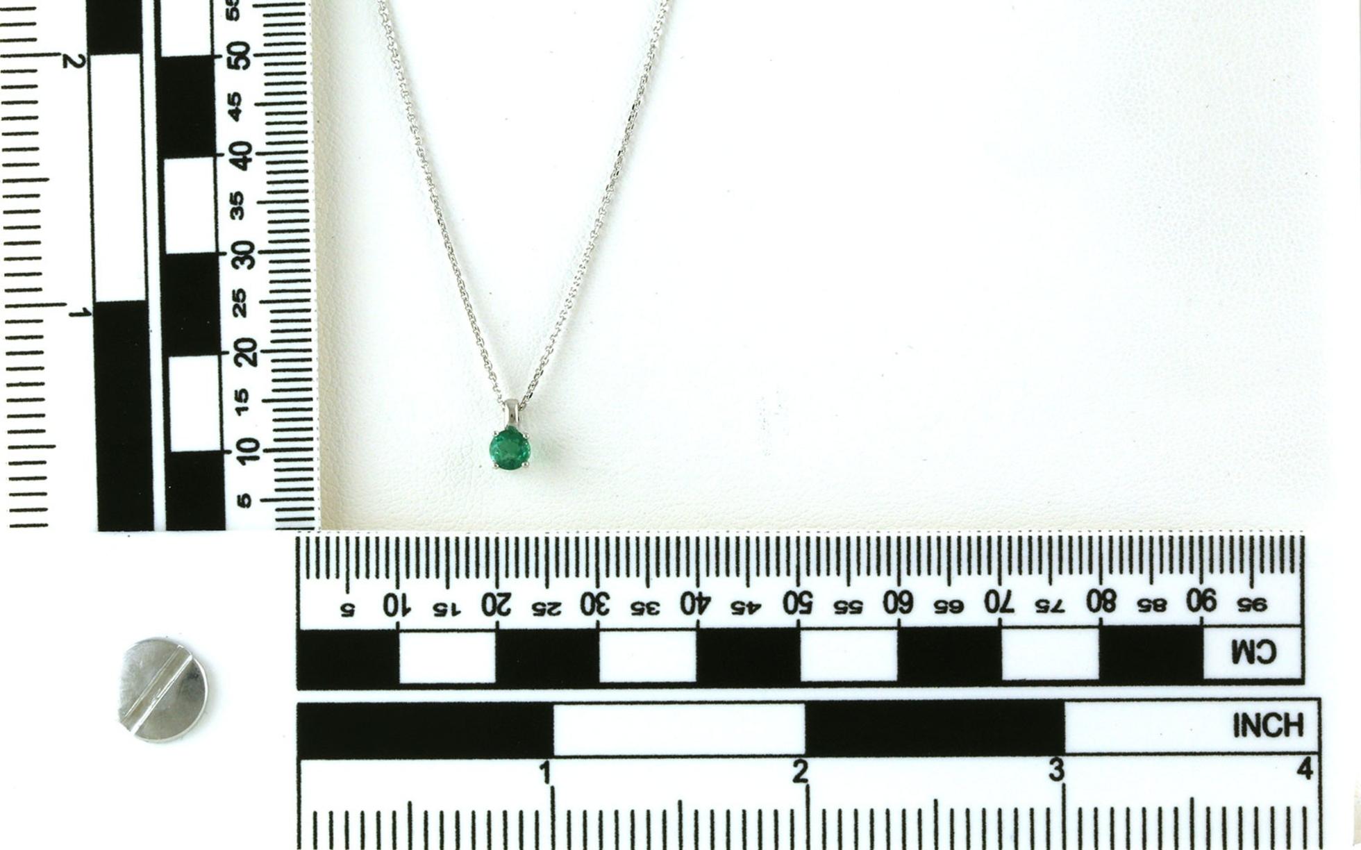 Solitaire-style 4-Prong Emerald Necklace in White Gold (0.33cts) scale