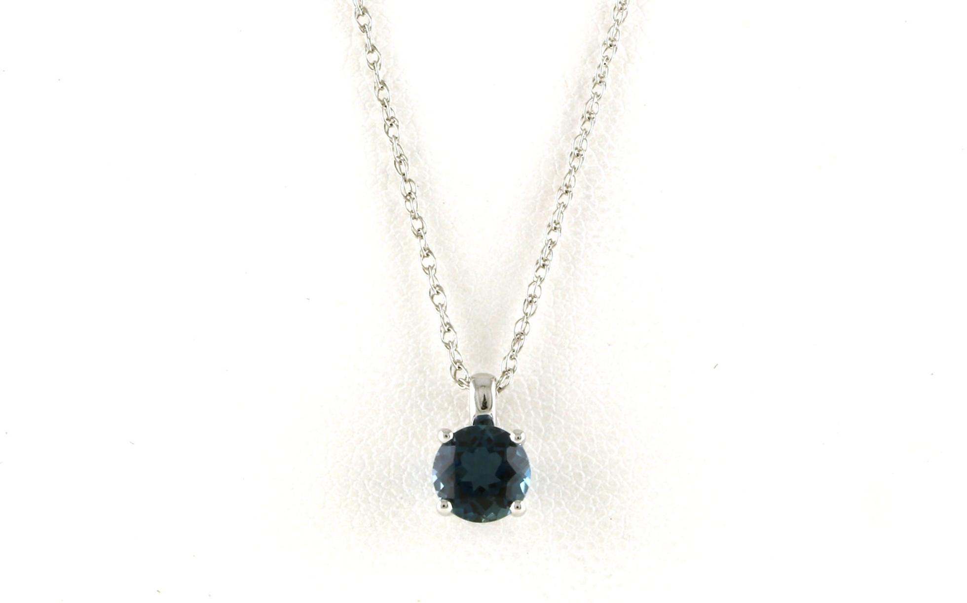 Solitaire-style 4-Prong Blue Topaz Necklace in White Gold (0.99cts)