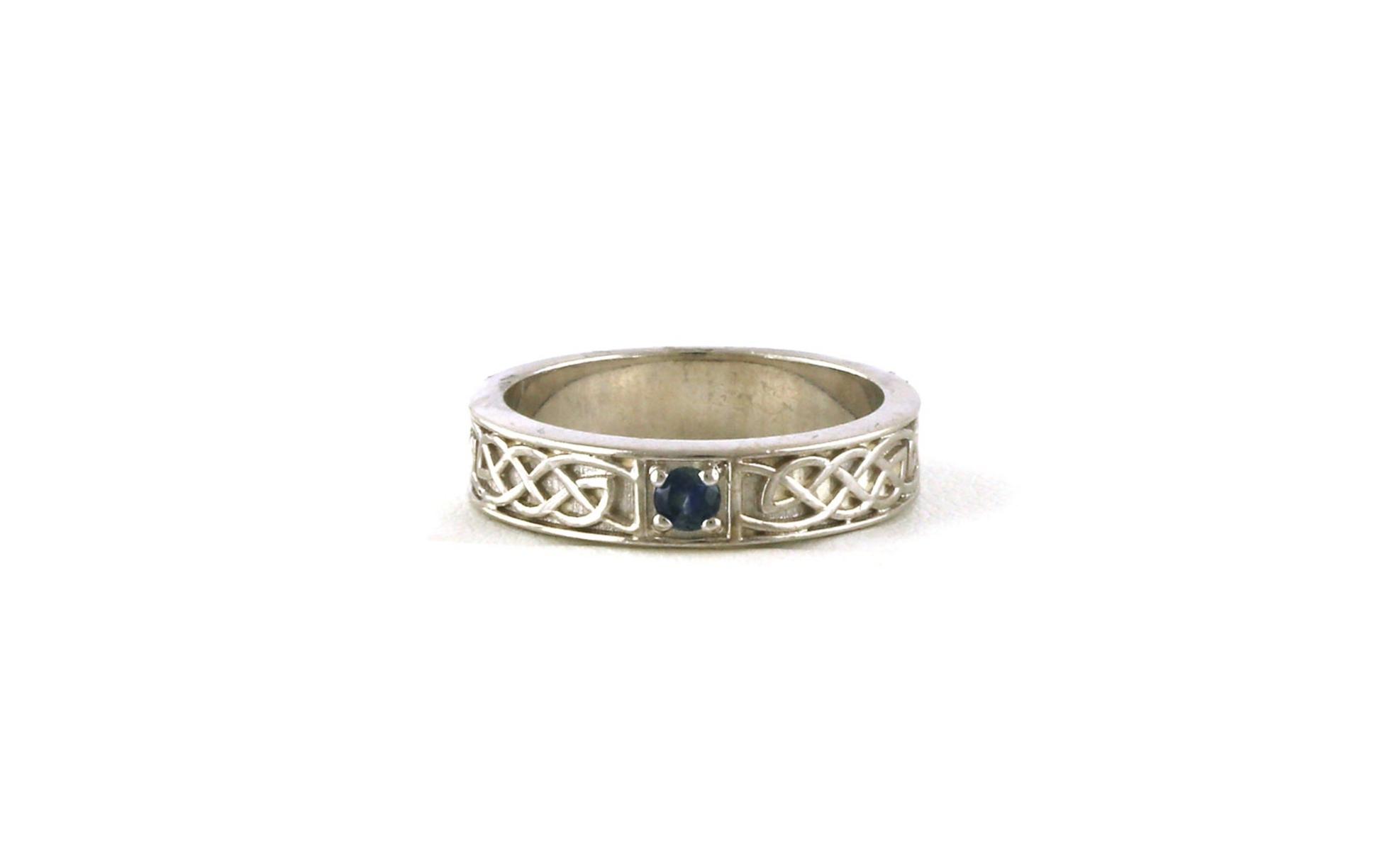 Solitaire Celtic Montana Sapphire Ring in Sterling Silver (0.12cts)