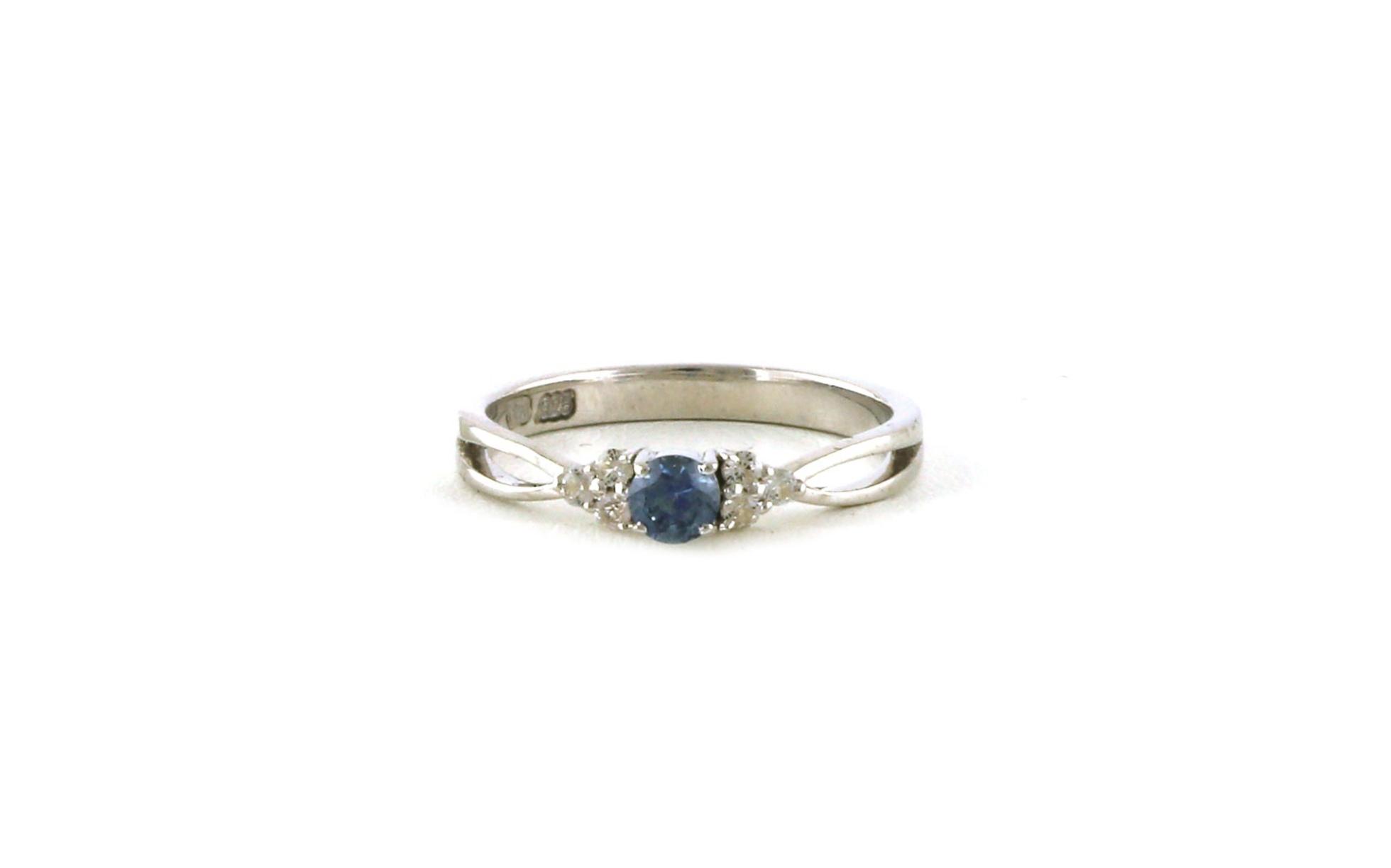 7-Stone Cluster Montana Sapphire and White Sapphire Split Shank Ring in Sterling Silver (0.27cts TWT)