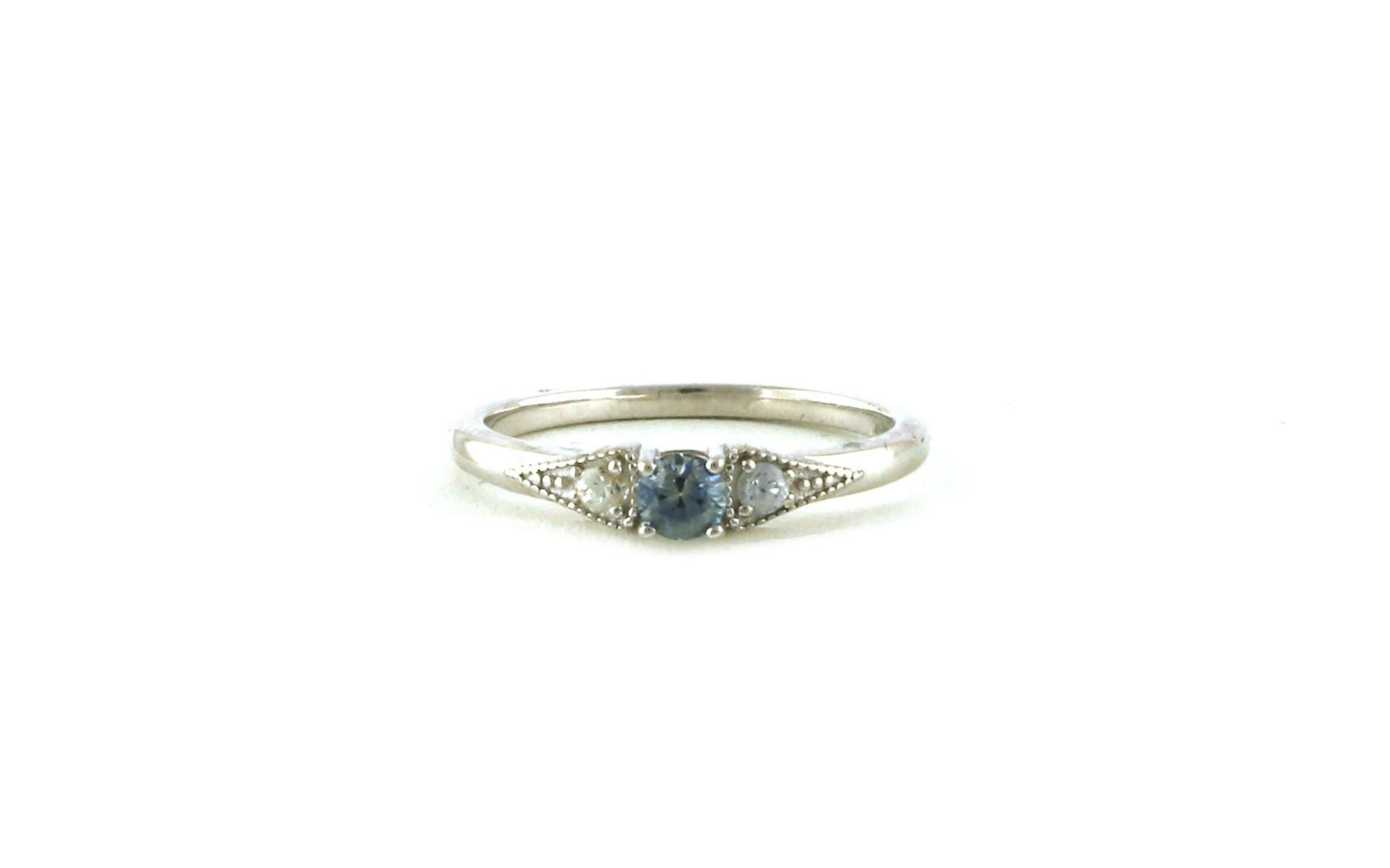 3-Stone Montana Sapphire and White Sapphire Ring with Milgrain Details in Sterling Silver (0.24cts TWT)