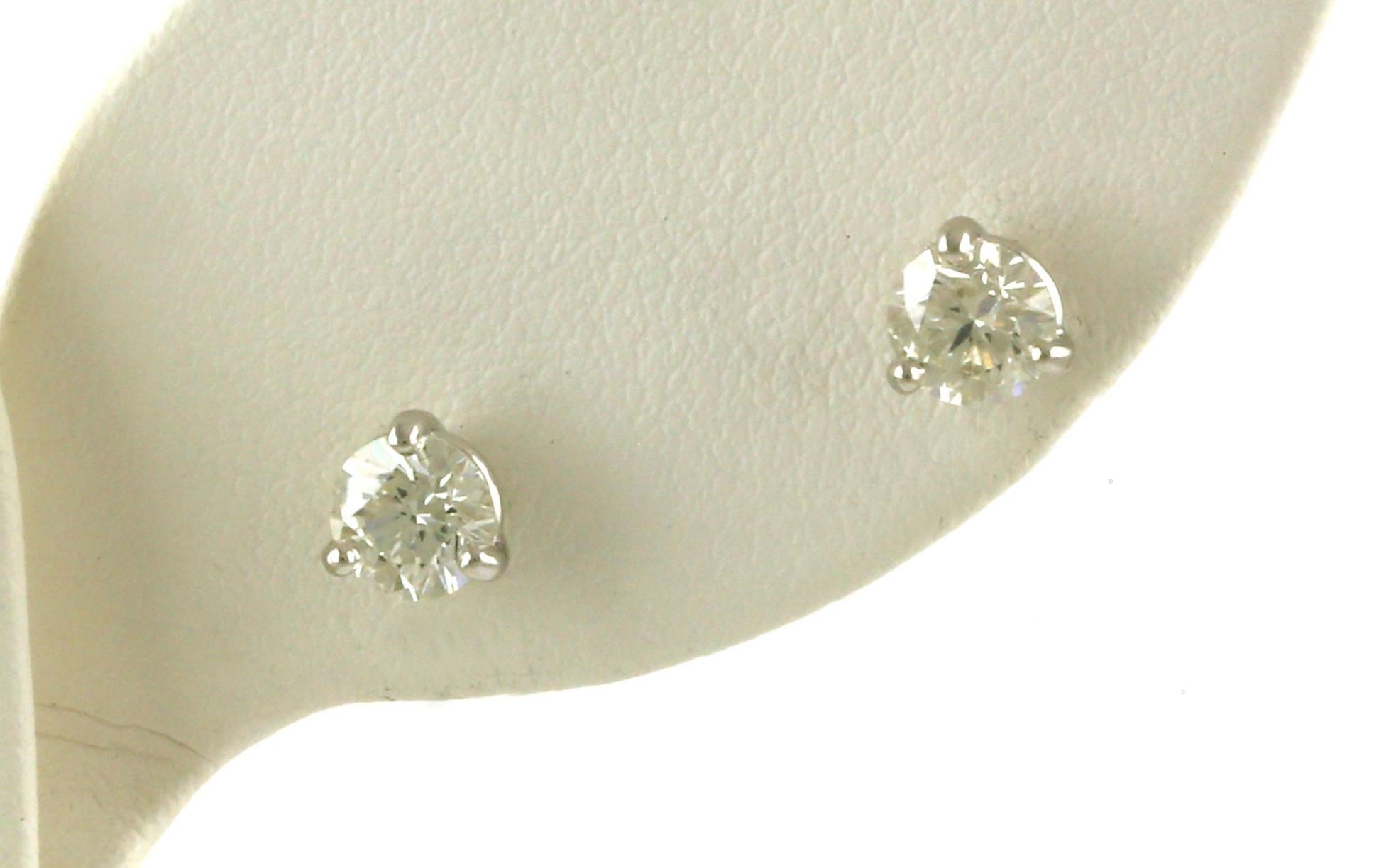 Diamond Stud Earrings in 3-Prong Martini Settings in White Gold (1.02cts TWT)