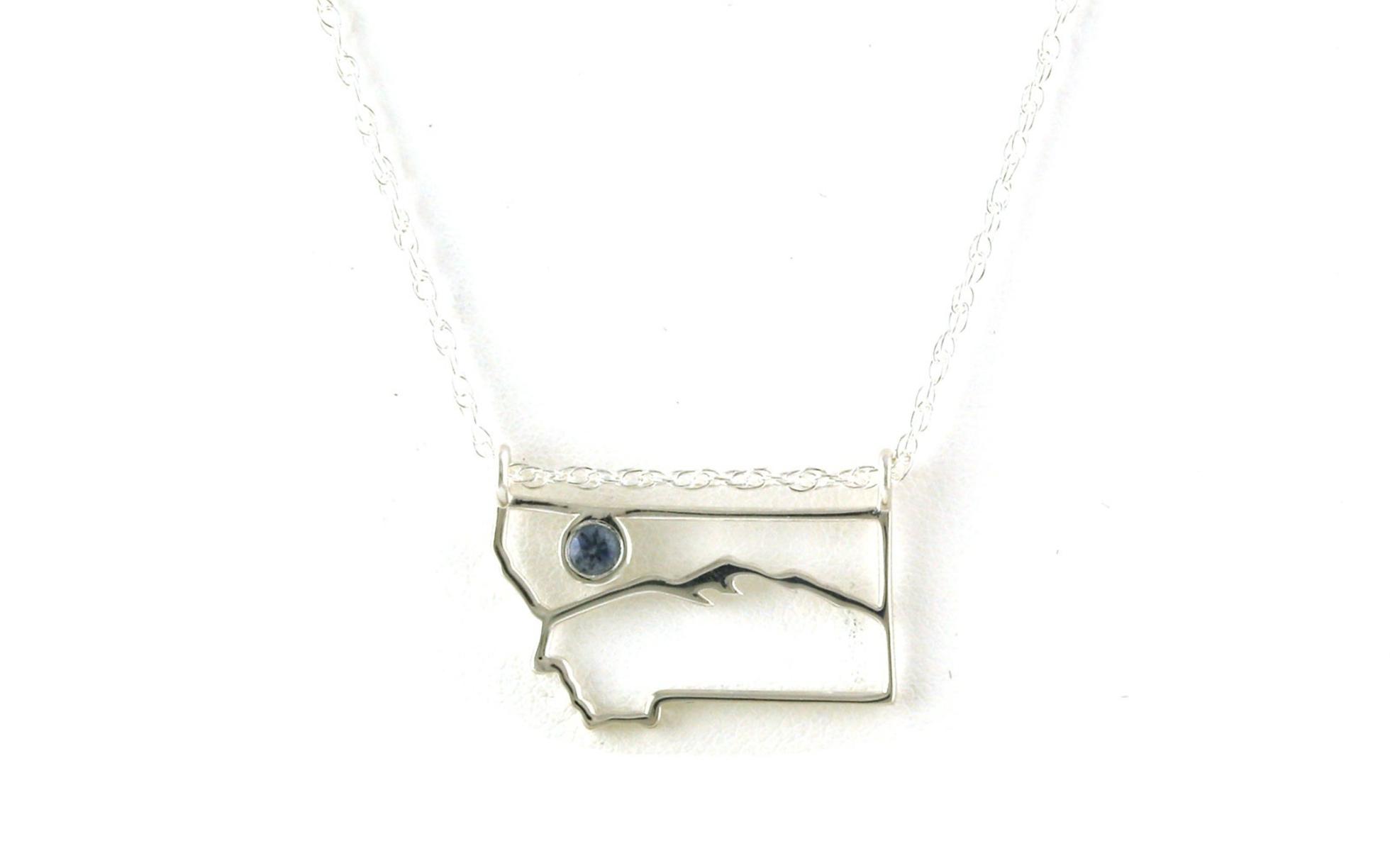 State of Montana Mountain Bezel-set Montana Sapphire Necklace in Sterling Silver (0.18cts)