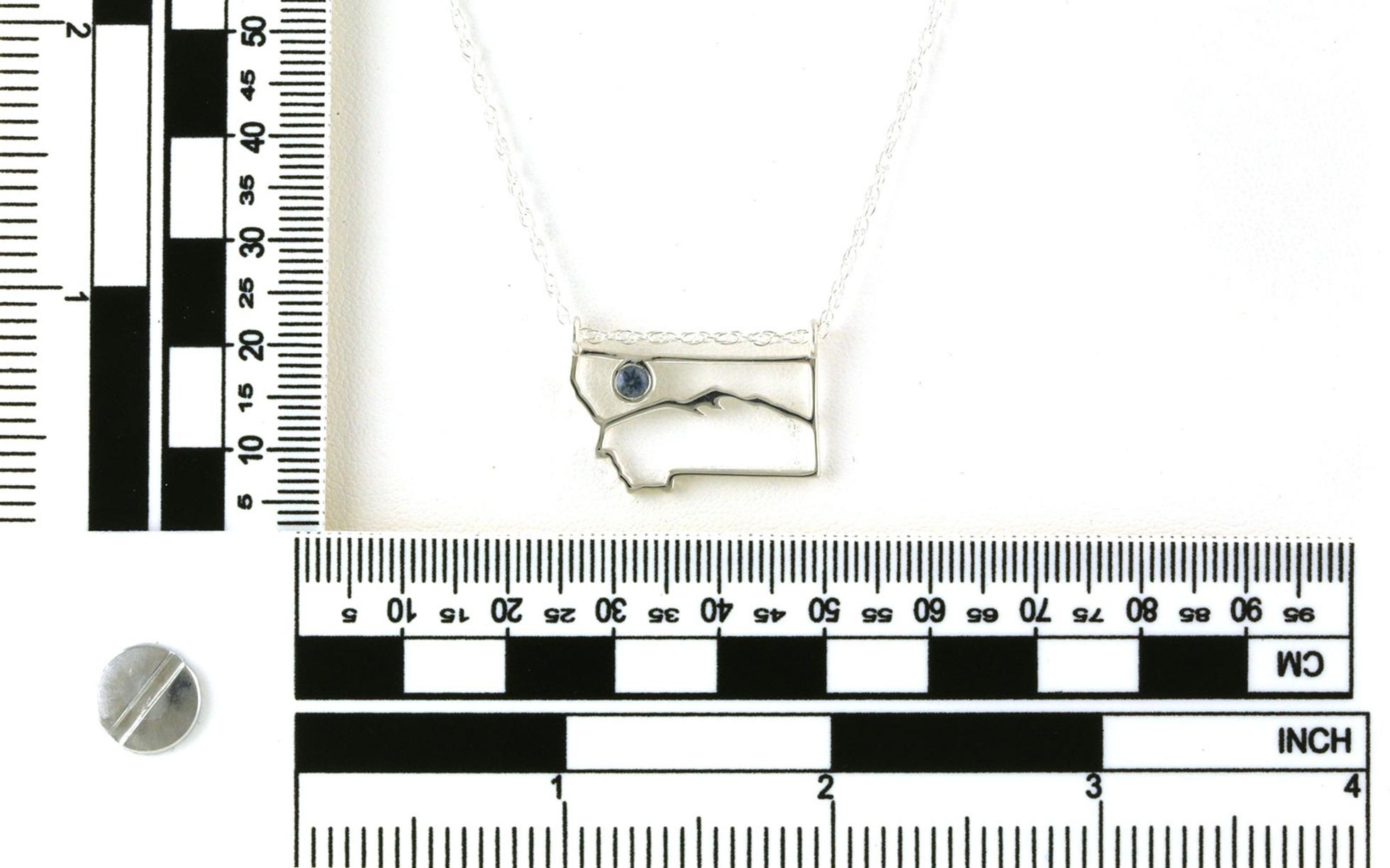 State of Montana Mountain Bezel-set Montana Sapphire Necklace in Sterling Silver (0.18cts) scale