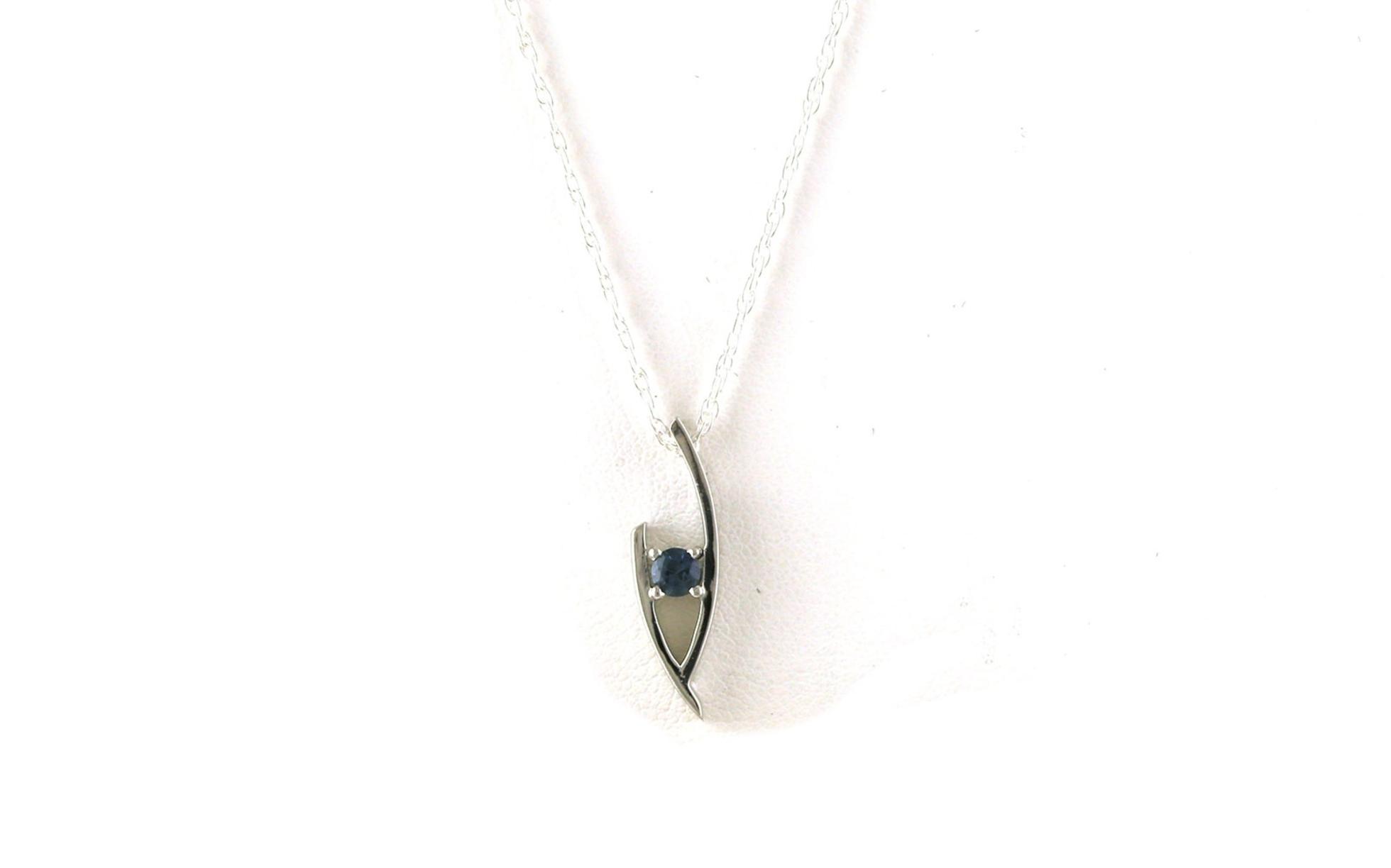 Solitaire-style Deep V Montana Sapphire Necklace in Sterling Silver (0.20cts)