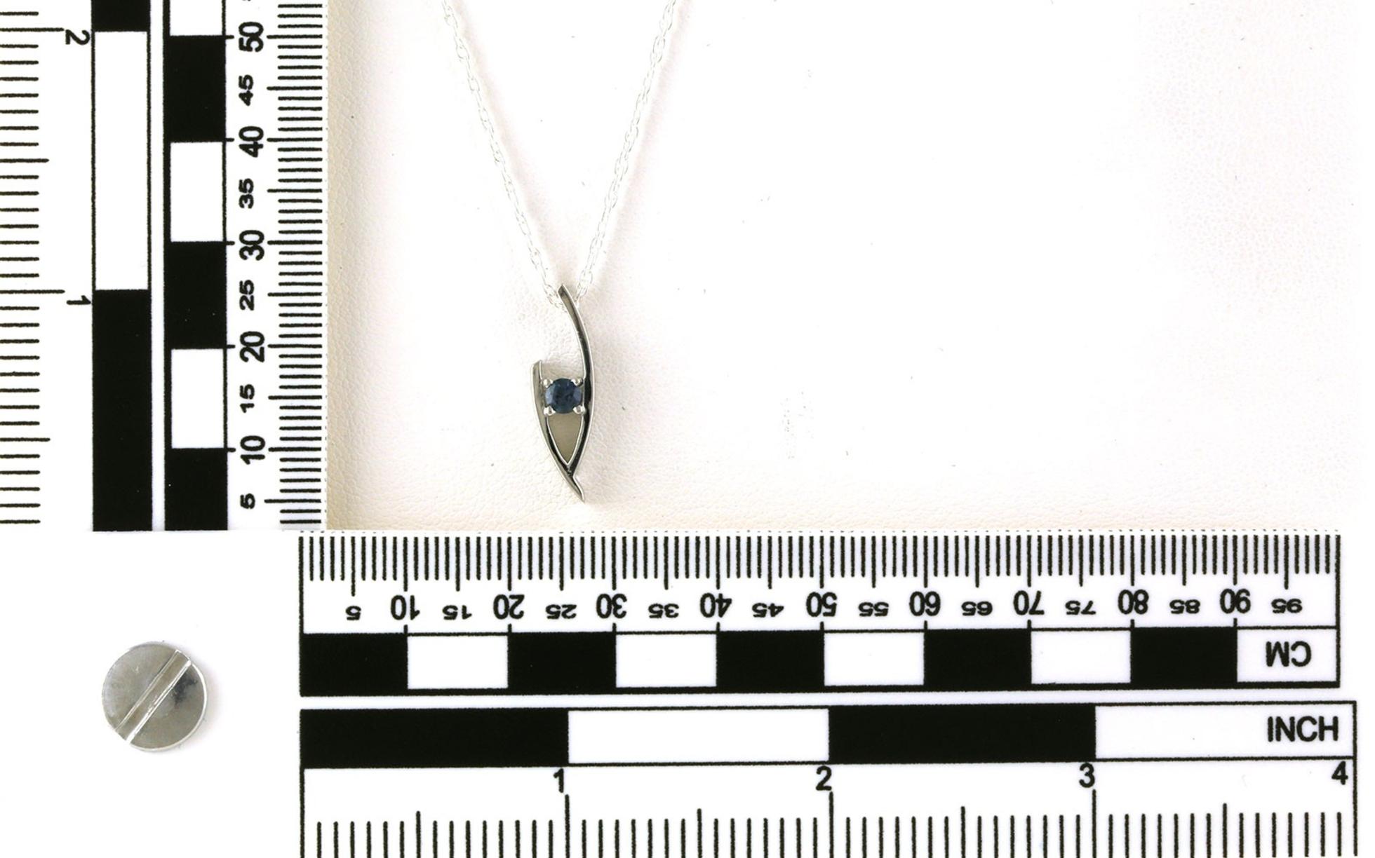 Solitaire-style Deep V Montana Sapphire Necklace in Sterling Silver (0.20cts) scale