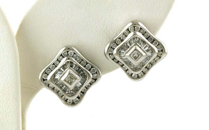 content/products/Estate Piece: Ballerina-style Bezel and Channel-set Diamond Omega Back Earrings in White Gold (2.14cts TWT)