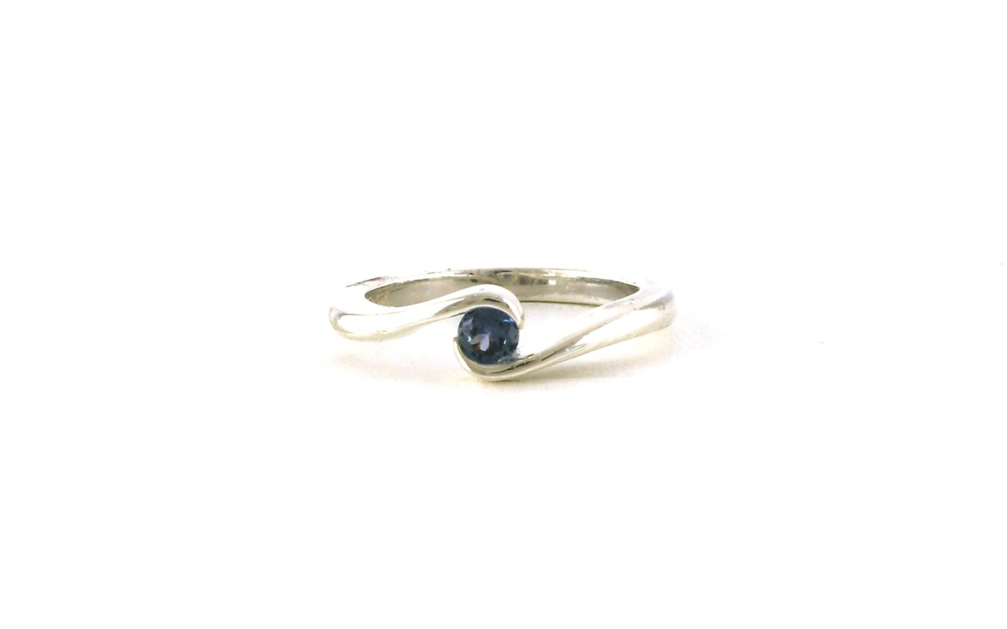 Solitaire Bypass Split Bezel Montana Sapphire Ring in Sterling Silver (0.20cts)