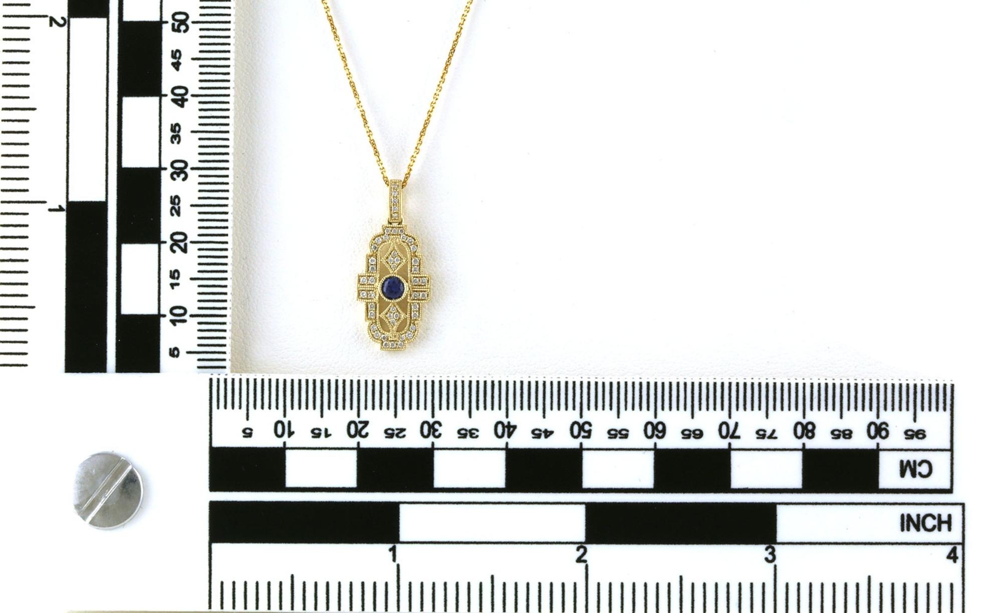 Art Deco Montana Yogo Sapphire and Diamond Necklace in Yellow Gold (0.29cts TWT) scale