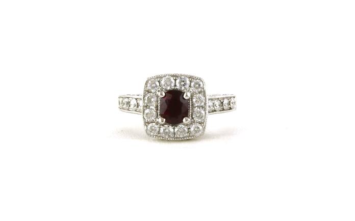 content/products/Estate Piece: Square Halo-style Ruby and Diamond Ring in White Gold (1.02cts TWT)