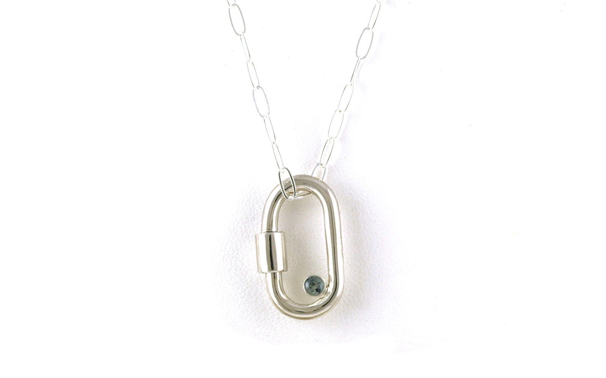 Carabiner with Bezel-set Montana Sapphire Necklace in Sterling Silver (0.13cts)