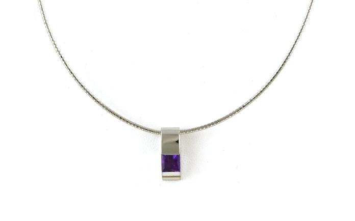 content/products/Estate Piece: Solitaire-style Bar-set Princess-cut Amethyst Necklace in White Gold (0.60cts)