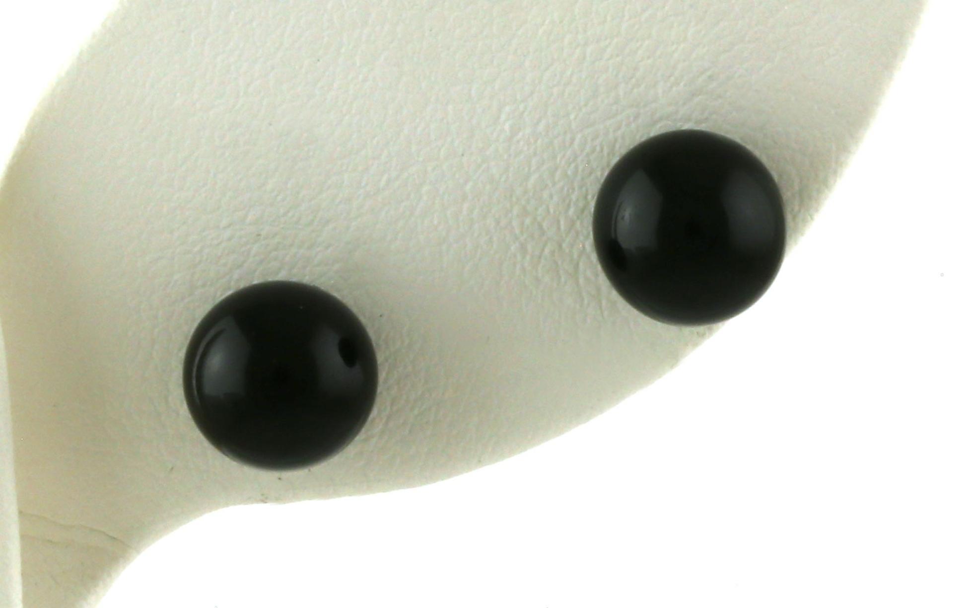 Estate Piece: Onyx Sphere Stud Earrings with Yellow Gold Posts