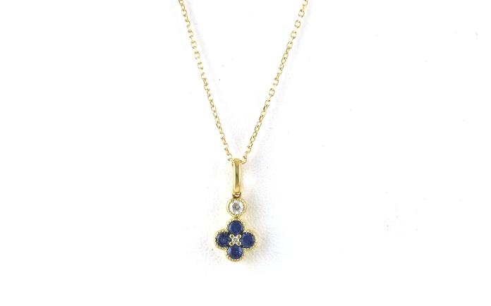 content/products/Floral 4-Stone Cluster Montana Yogo Sapphire and Diamond Necklace in Yellow Gold (0.42cts TWT)