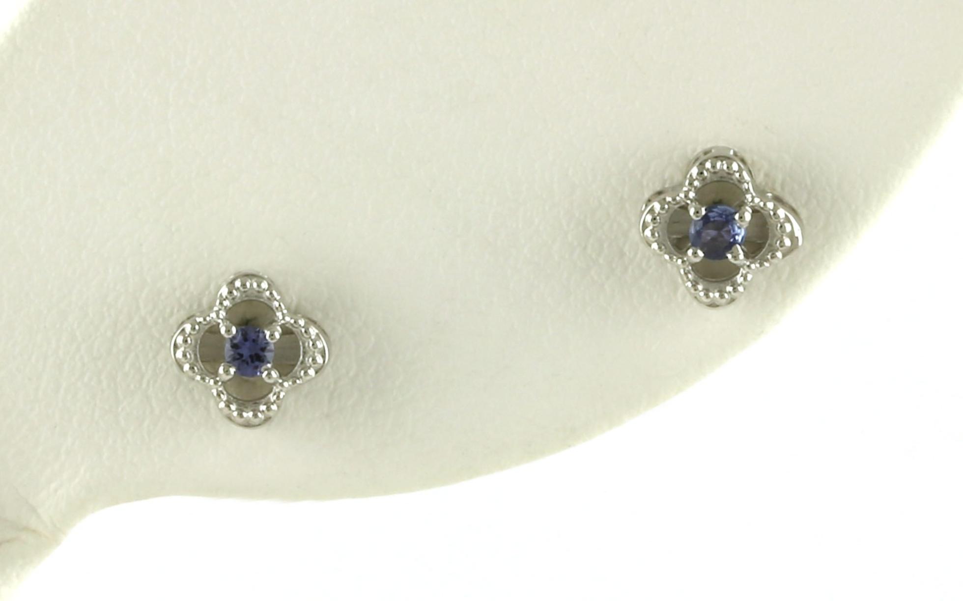 Little Flower Montana Yogo Sapphire Stud Earrings in Sterling Silver (0.14cts TWT)