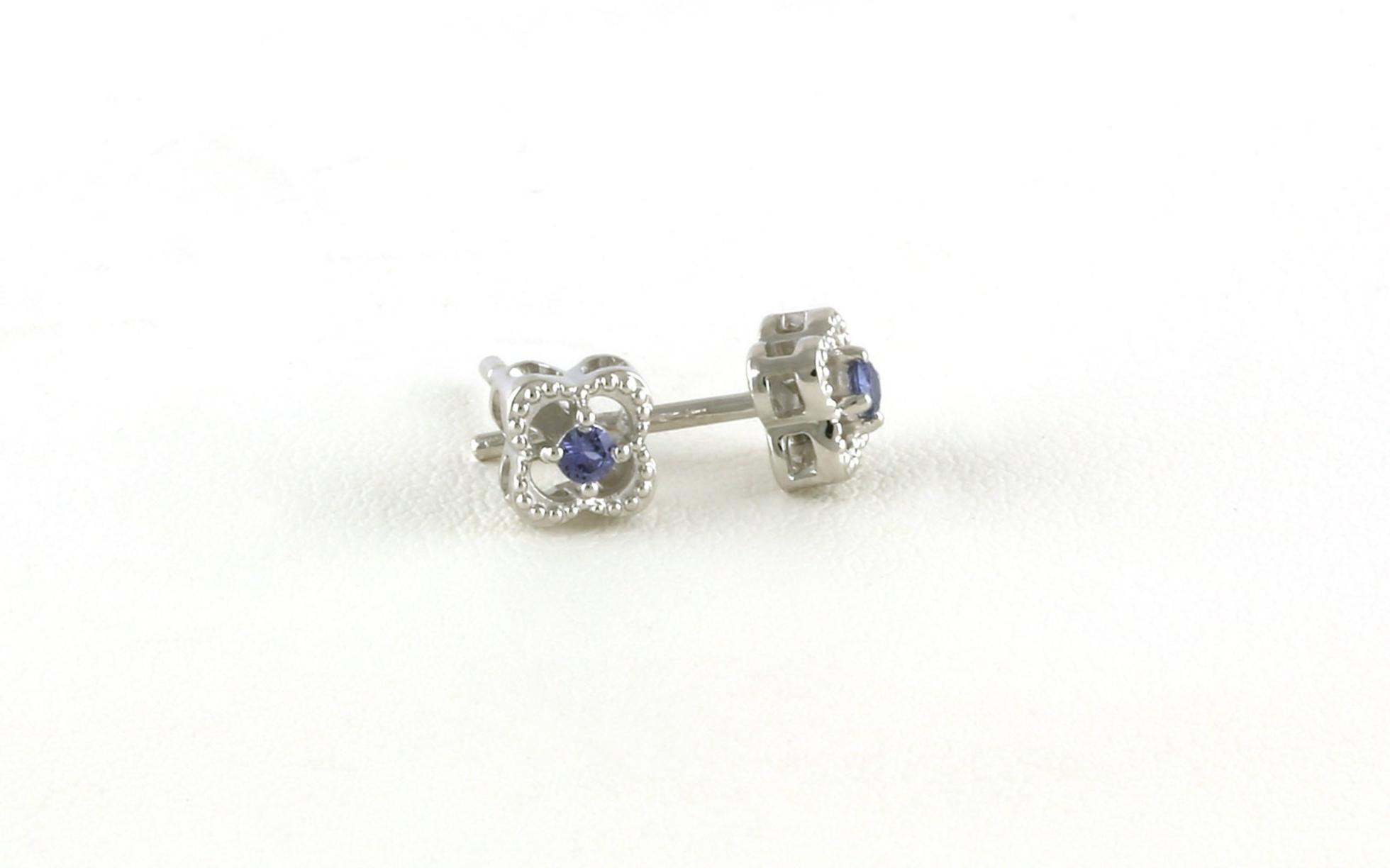 Little Flower Montana Yogo Sapphire Stud Earrings in Sterling Silver (0.14cts TWT) scale