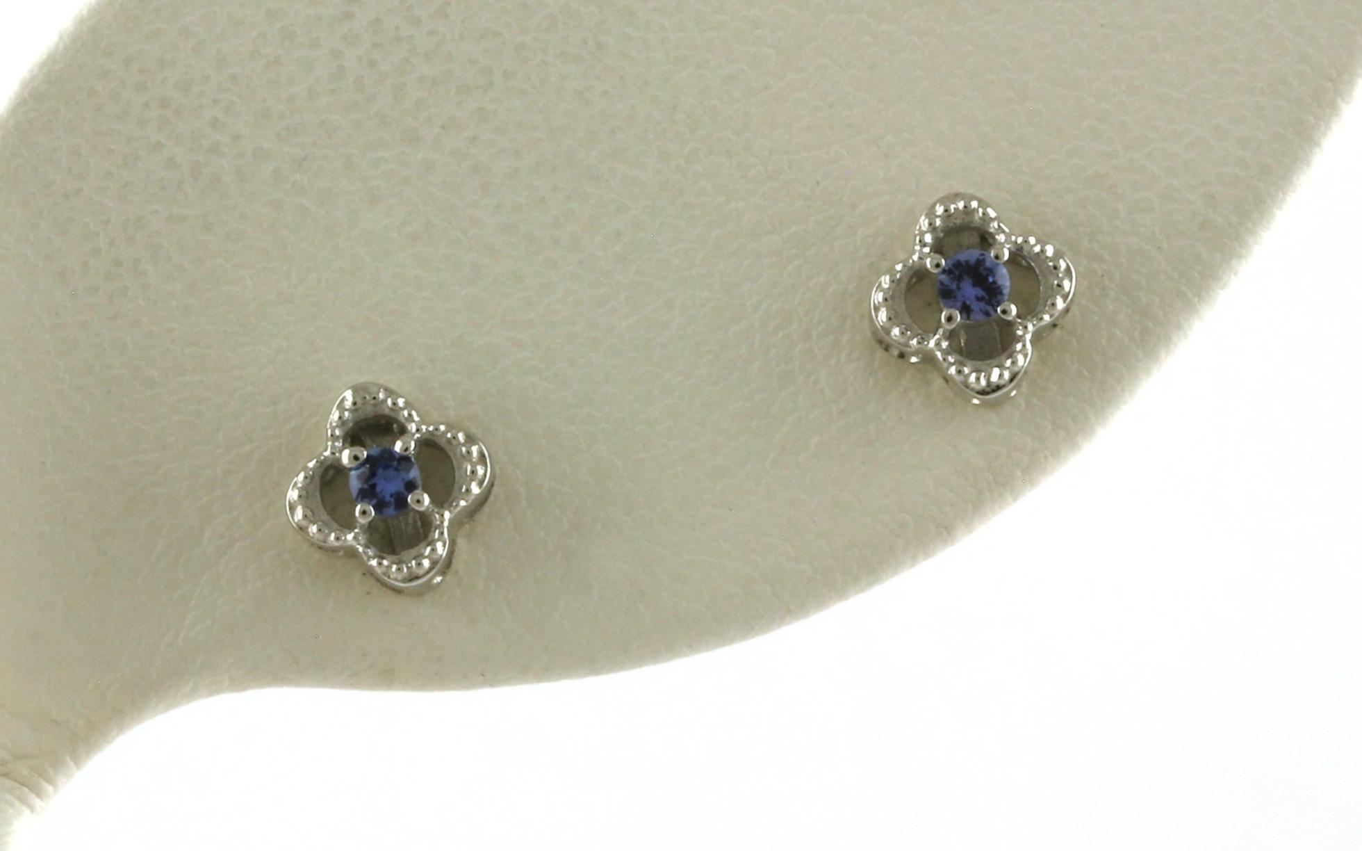 Little Flower Montana Yogo Sapphire Stud Earrings in Sterling Silver (0.19cts TWT)