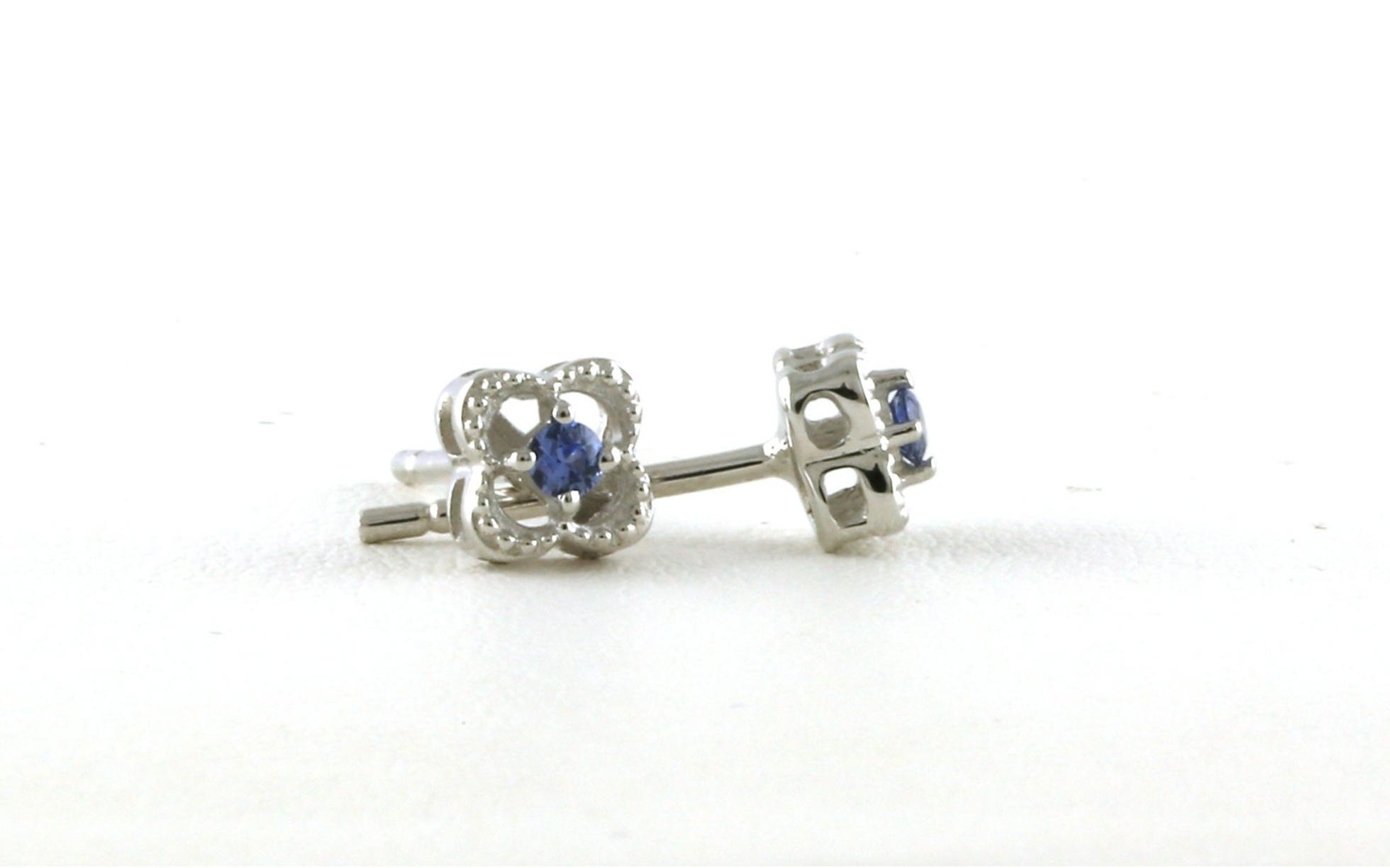 Little Flower Montana Yogo Sapphire Stud Earrings in Sterling Silver (0.19cts TWT) side