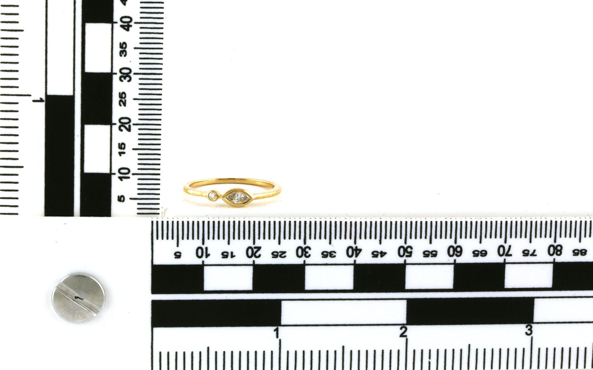 2-Stone Bezel-set Marquise-cut and Round Diamond Ring in Yellow Gold (0.16cts TWT) scale