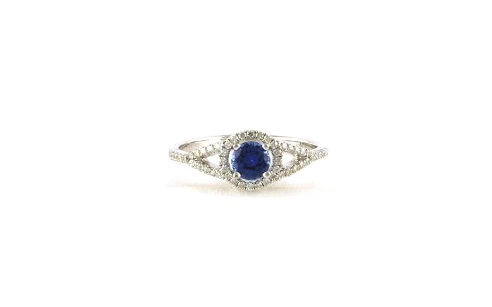 content/products/Halo-style Montana Yogo Sapphire and Diamond Split Shank Ring in White Gold (0.48cts TWT)