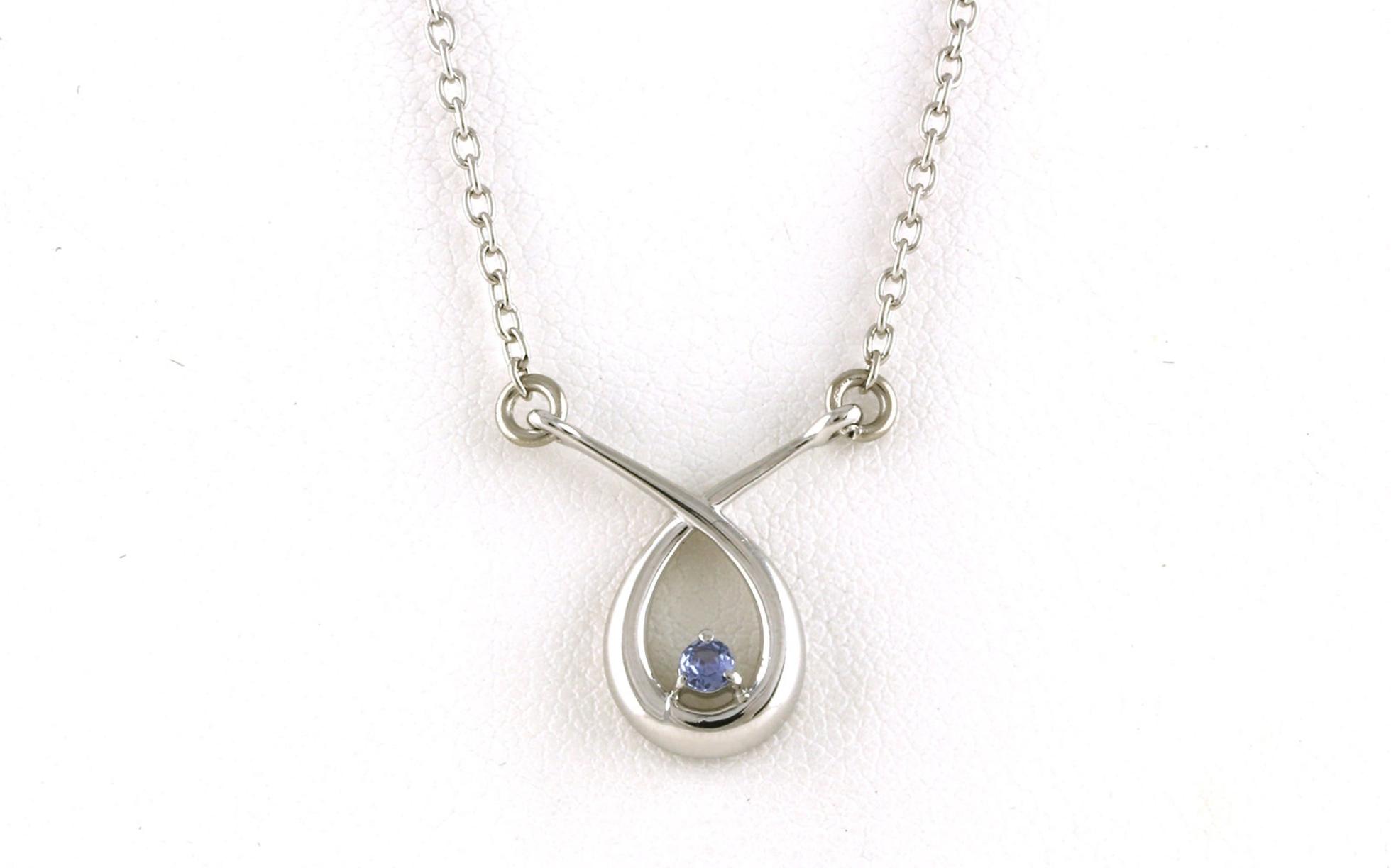 Swoop Teardrop Montana Yogo Sapphire Necklace in Sterling Silver (0.08cts TWT)