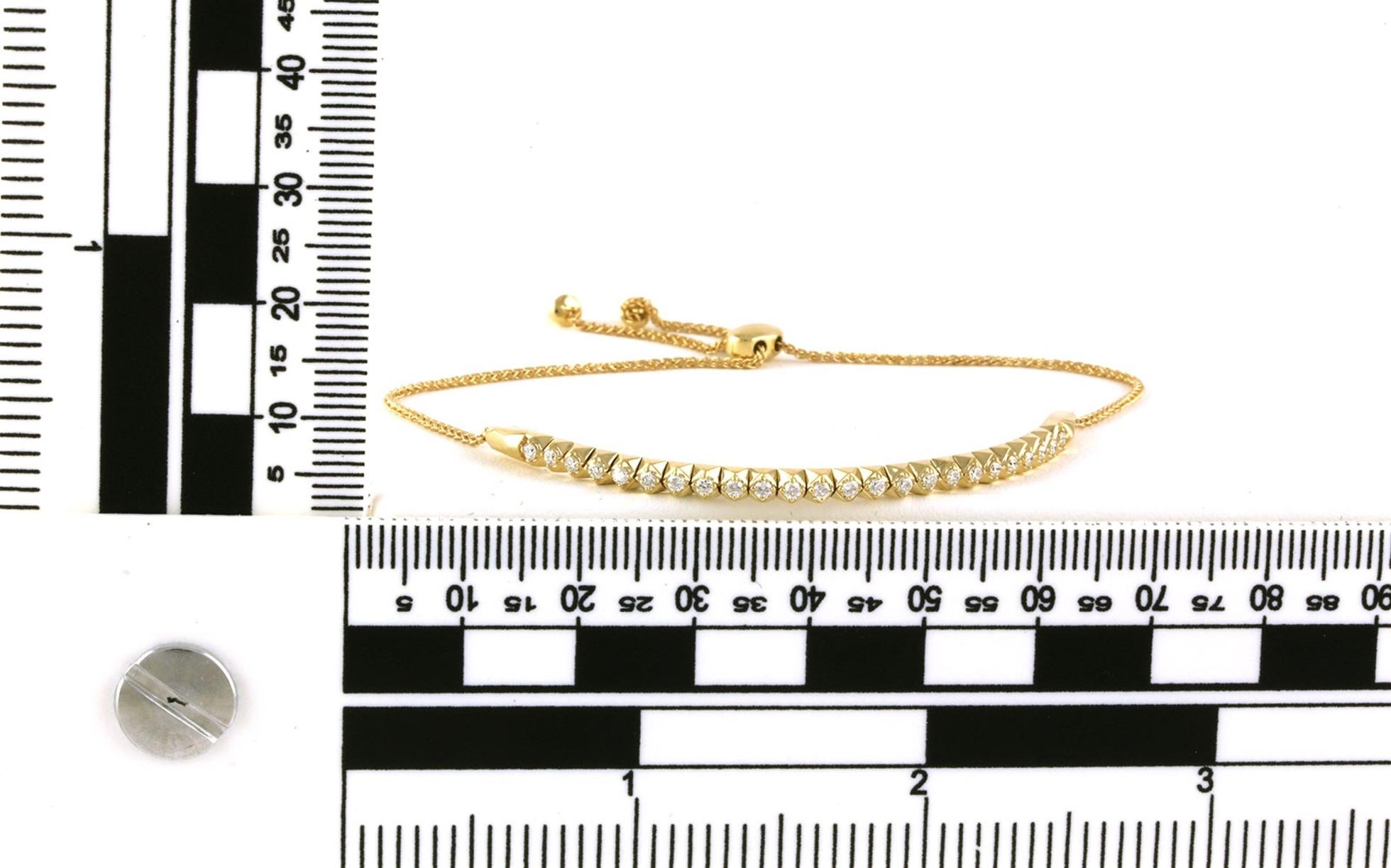 Spikey Curved Bar Diamond Bolo Bracelet in Yellow Gold (0.35cts TWT) scale