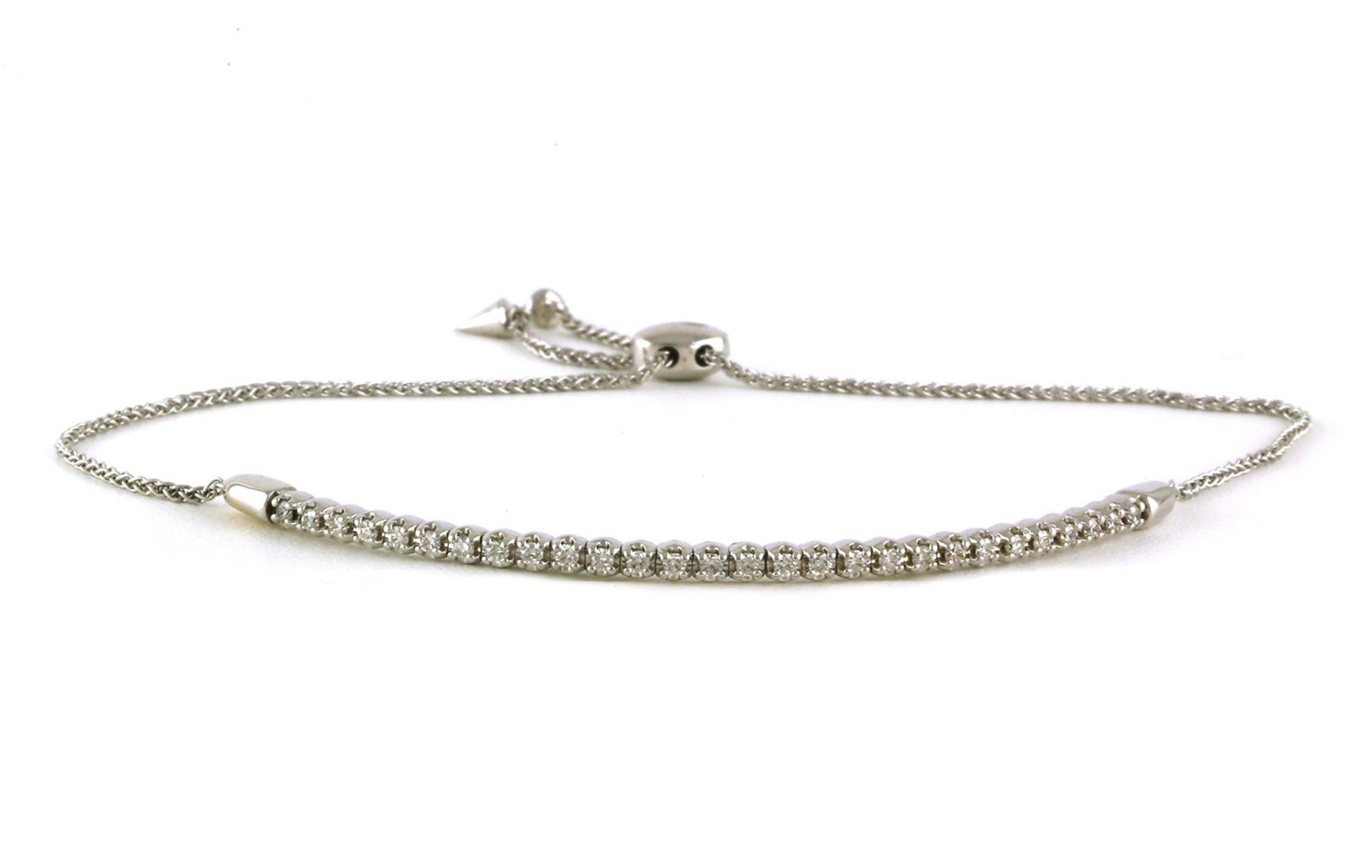 Pave Curved Bar Diamond Bolo Bracelet in White Gold (0.33cts TWT)