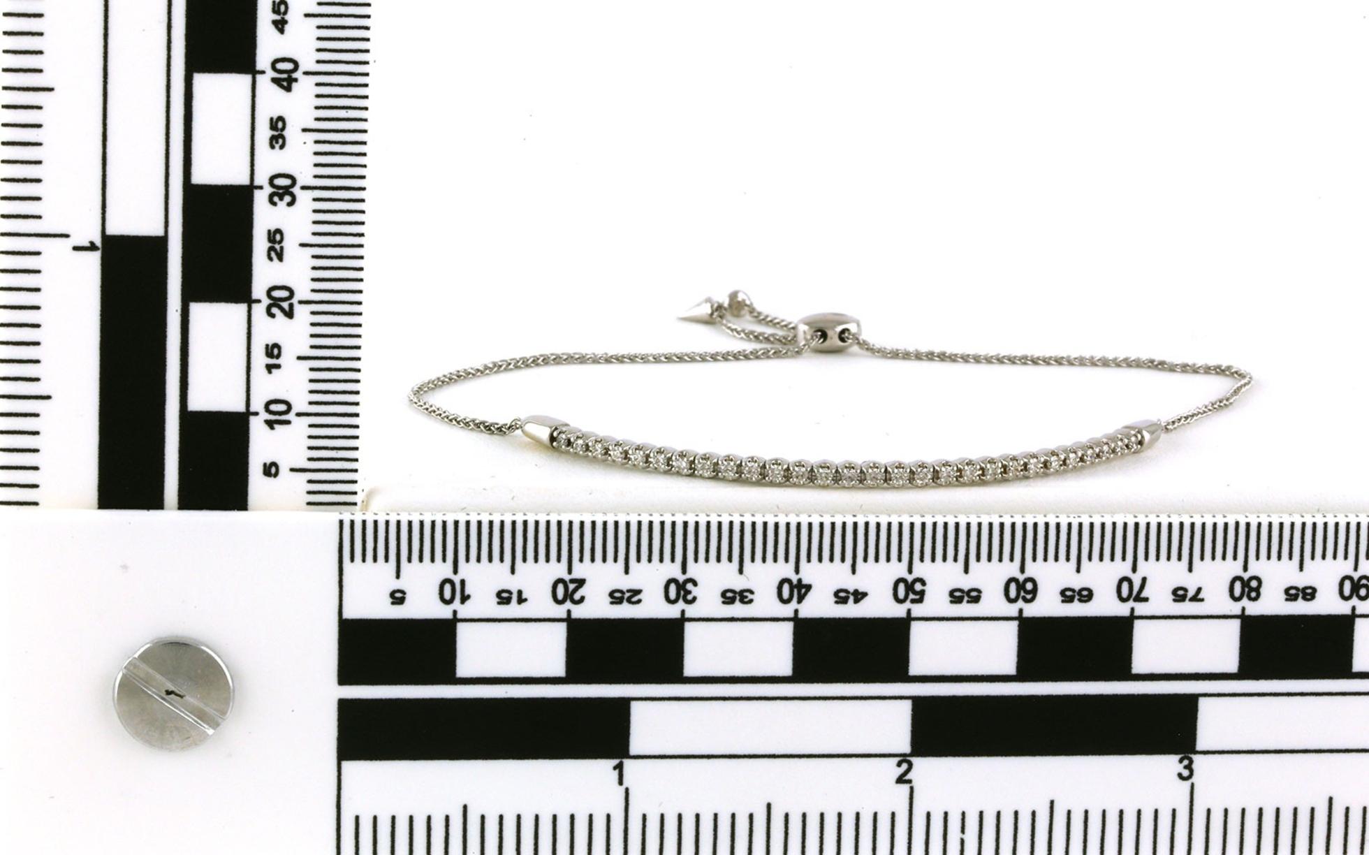 Pave Curved Bar Diamond Bolo Bracelet in White Gold (0.33cts TWT) scale