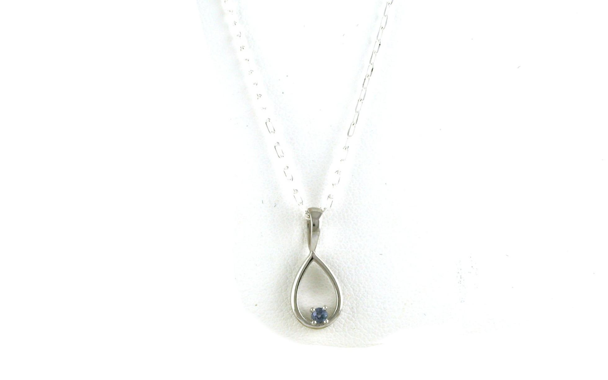 Teardrop Montana Yogo Sapphire Necklace in Sterling Silver (0.04cts TWT)